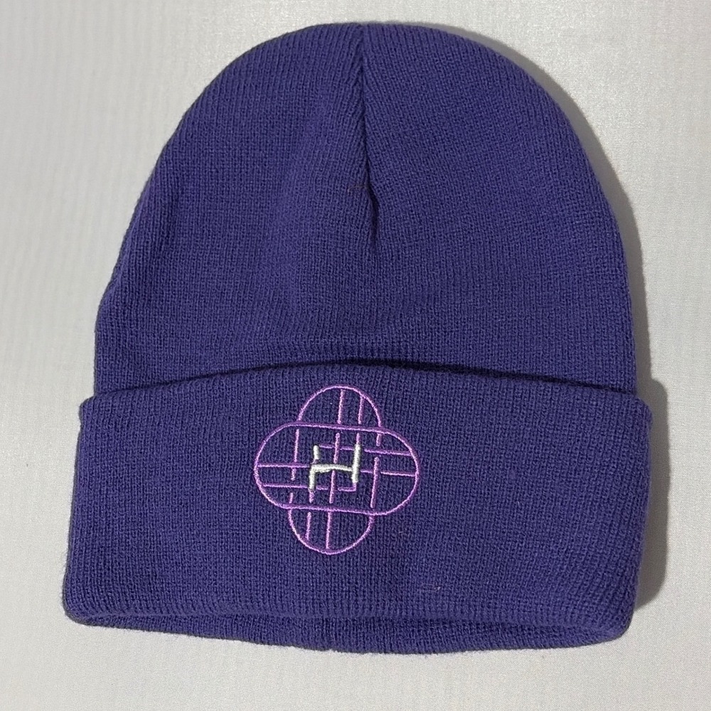 Netflix K-Pop Demon Hunters Purple Knit Beanie Hat Embroidered Logo OSFM